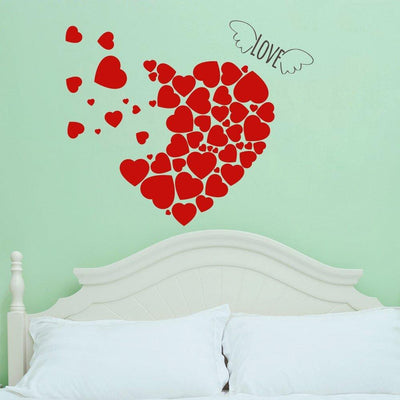 DECORGLANCE Decorative sticker Romantic Heart Shape Wall Sticker And Wall Decal 76 x 63 cm