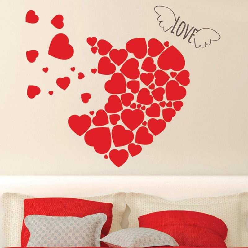 DECORGLANCE Decorative sticker Romantic Heart Shape Wall Sticker And Wall Decal 76 x 63 cm