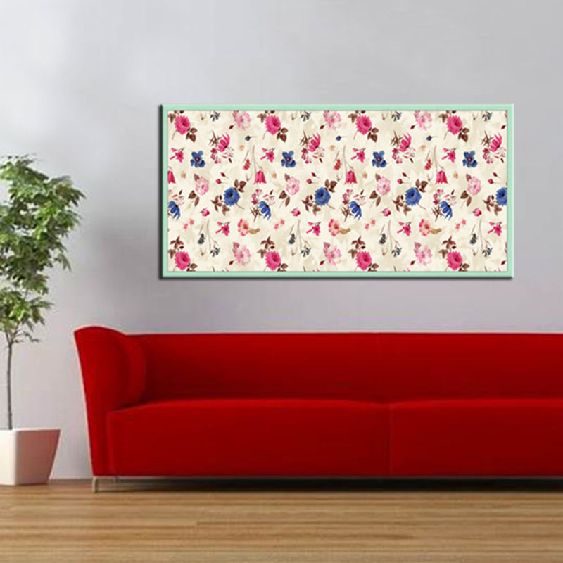 Beautiful Pink & Blue Floral Pattern Wall Painting