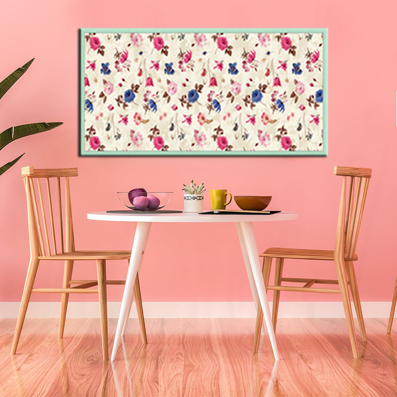Beautiful Pink & Blue Floral Pattern Wall Painting