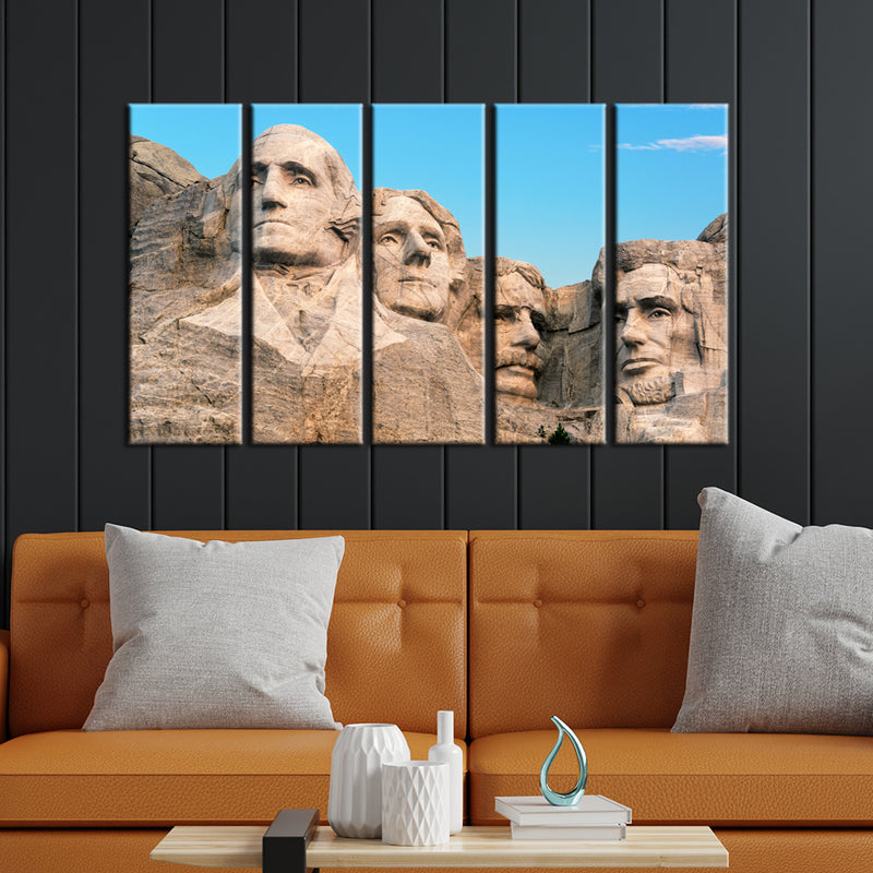 Mount Rushmore Rock Art Canvas Wall Painting- With 5 Frames