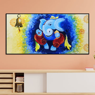 DecorGlance HAND PAINTING Handmade Abstract Ganesha Colorful Background Canvas Wall Painting (Acrylic Color)Handmade Abstract Ganesha Colorful Background Canvas Wall Painting (Acrylic Color)