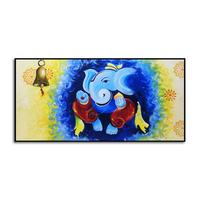DecorGlance HAND PAINTING Handmade Abstract Ganesha Colorful Background Canvas Wall Painting (Acrylic Color)
