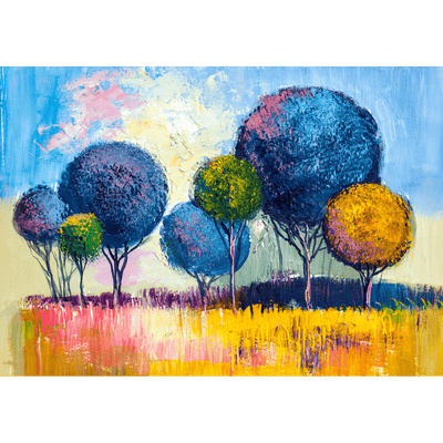 DECORGLANCE High On Happiness Colorful Artistic Tree Digitally Painting Wallpaper