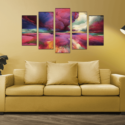 DECORGLANCE Home & Garden > Decor > Artwork > Posters, Prints, & Visual Artwork Multicolor Cloud Canvas Wall Painting- With 5 Frames