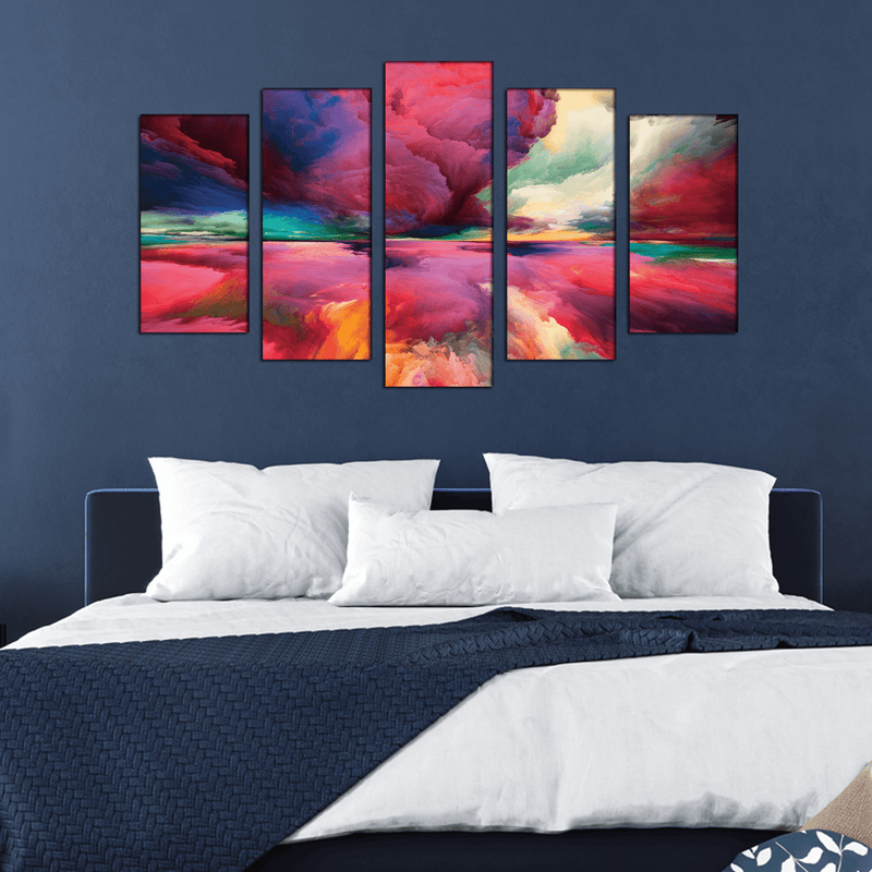 DECORGLANCE Home & Garden > Decor > Artwork > Posters, Prints, & Visual Artwork Multicolor Cloud Canvas Wall Painting- With 5 Frames
