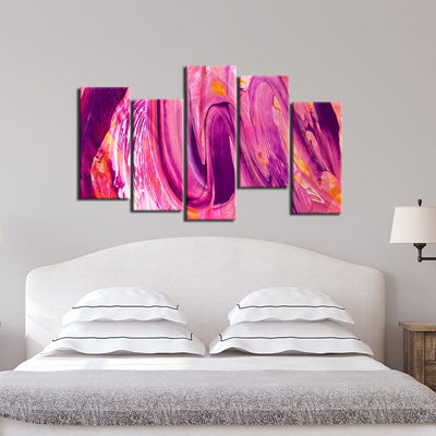 decorglance Home & Garden > Decor > Artwork > Posters, Prints, & Visual Artwork Panel Painting Pink Marbling Effect Abstract Canvas Wall Painting- With 5 Frames