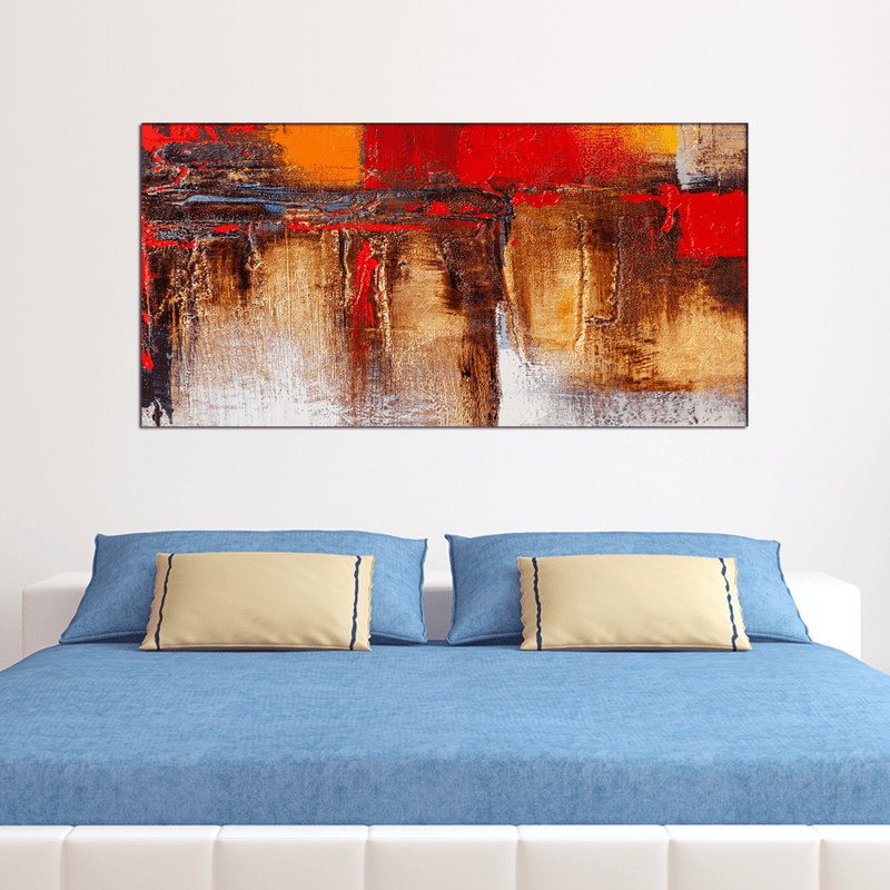 DECORGLANCE Home & Garden > Decor > Artwork > Posters, Prints, & Visual Artwork Red & Gold Abstract Canvas Wall Painting
