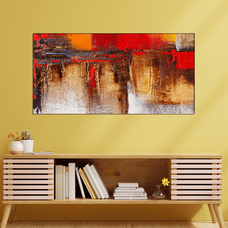 DECORGLANCE Home & Garden > Decor > Artwork > Posters, Prints, & Visual Artwork Red & Gold Abstract Canvas Wall Painting