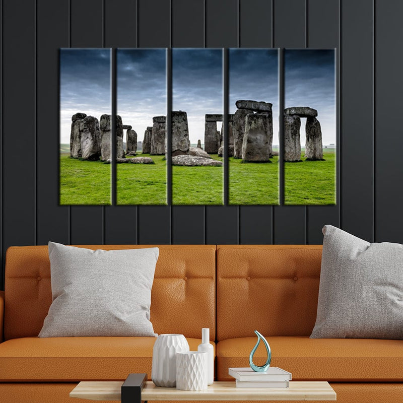 decorglance Home & Garden > Decor > Artwork > Posters, Prints, & Visual Artwork Panel painting Stonehenge in Wiltshire Canvas Wall Painting- With 5 Frames
