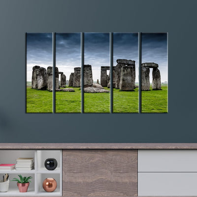 decorglance Home & Garden > Decor > Artwork > Posters, Prints, & Visual Artwork Panel painting Stonehenge in Wiltshire Canvas Wall Painting- With 5 Frames