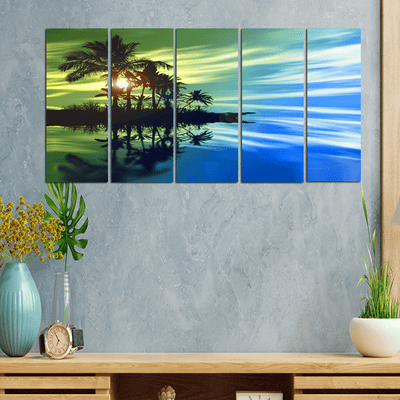 decorglance Home & Garden > Decor > Artwork > Posters, Prints, & Visual Artwork Panel Paintings Sunset landscape View Canvas Wall Paintings - With 5 Panel