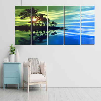 decorglance Home & Garden > Decor > Artwork > Posters, Prints, & Visual Artwork Panel Paintings Sunset landscape View Canvas Wall Paintings - With 5 Panel