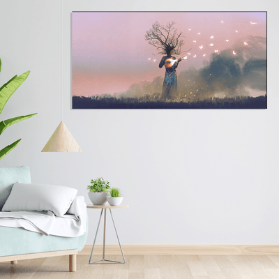 DECORGLANCE Home & Garden > Decor > Artwork > Posters, Prints, & Visual Artwork Tree Playing Music Aesthetic Canvas Wall Painting