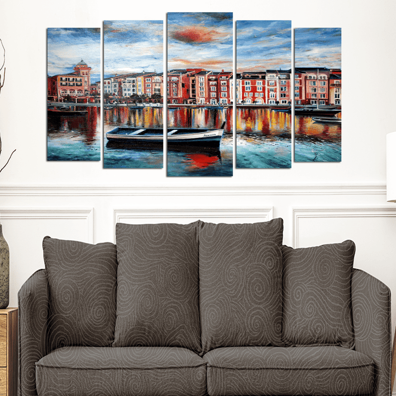 decorglance Home & Garden > Decor > Artwork > Posters, Prints, & Visual Artwork Panel Paintings Venice Beautiful Scenery Canvas Printed Wall Painting- With 5 Panel