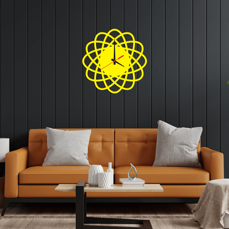 DECORGLANCE Home & Garden > Decor > Clocks > Wall Clocks Yellow Color Wooden Wall Clock