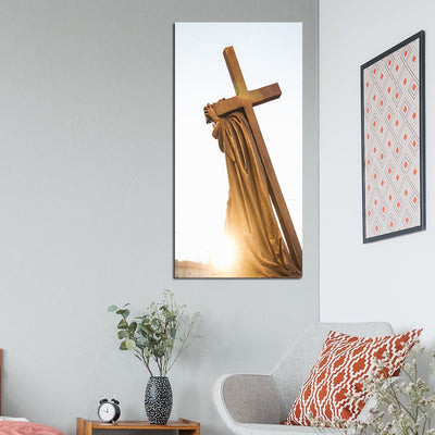 DecorGlance Jesus With Cross On Shoulder Canvas Wall Painting