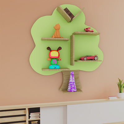 Tree Shape Wooden Wall Display Shelf