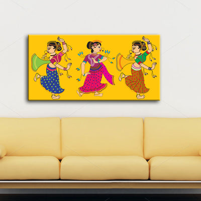Madhubani Traditional Dancers Canvas Wall Painting