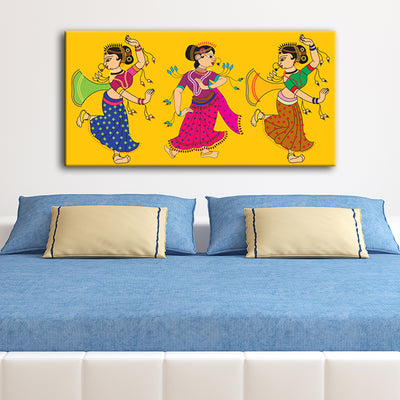 Madhubani Traditional Dancers Canvas Wall Painting
