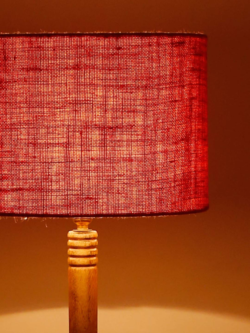 DecorGlance Lamps Pink Jute Drum Shade Wood Natural Table Floor lamp