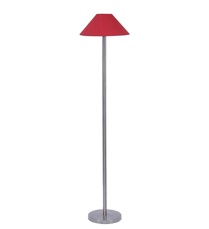 DecorGlance Lamps Red Cotton Designer Steel Floor Lamp for Home Decor (13" Red, Medium)