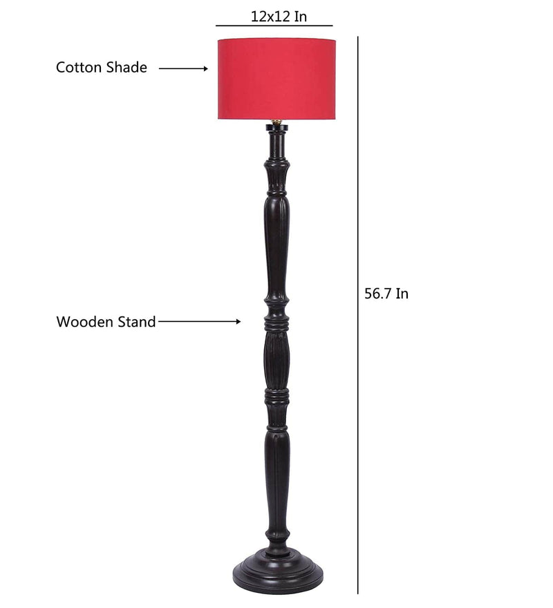 DecorGlance Lamps Red Cotton Drum Designer Fashionable Carving Floor Lamp for Home Decor (Red, Medium)