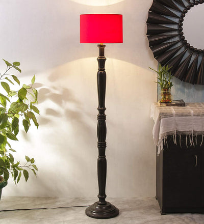 DecorGlance Lamps Red Cotton Drum Designer Fashionable Carving Floor Lamp for Home Decor (Red, Medium)