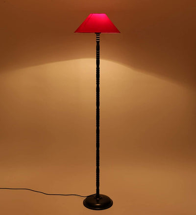 DecorGlance Lamps Red Cotton Floor Lamp