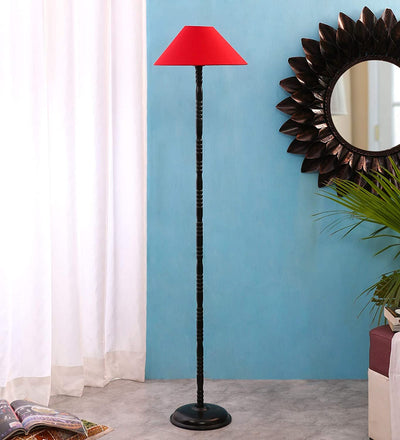 DecorGlance Lamps Red Cotton Floor Lamp