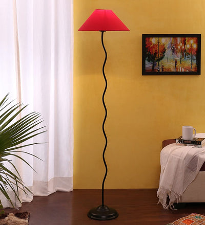 DecorGlance Lamps Red Flat Cotton Designer Zig Zag Floor Lamp (RED)