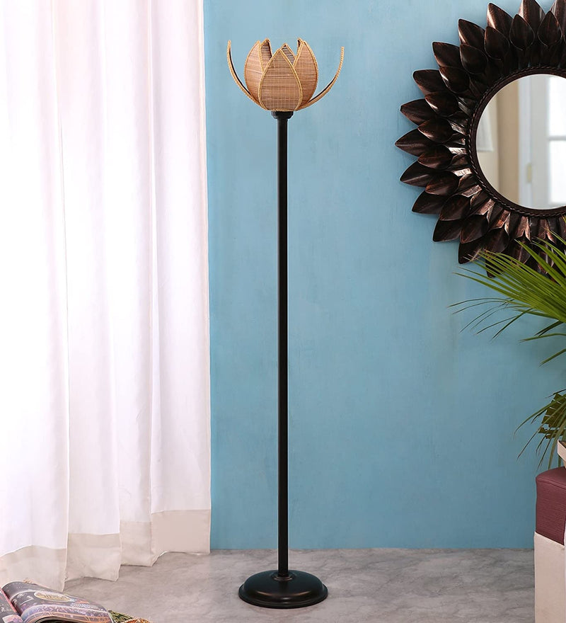 DecorGlance Lamps Rose Bamboo Stick Iron Floor Lamp (Bamboo)