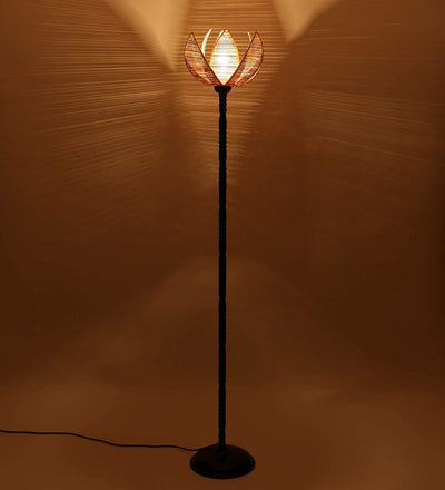 DecorGlance Lamps Rose Natural Bamboo Designer Stick Fashionable Iron Floor Lamp (Bamboo)