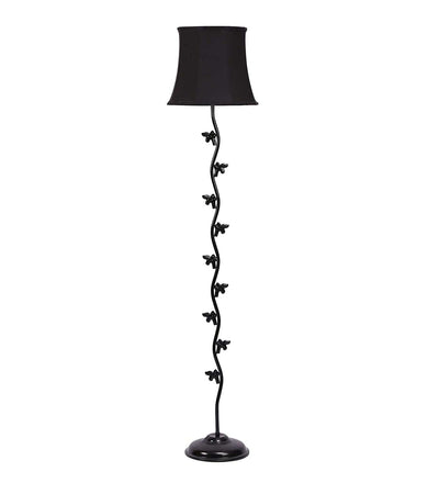 DecorGlance Lamps Soft Back Cotton Black Designer Fish Iron Floor Standing Lamp (Black)