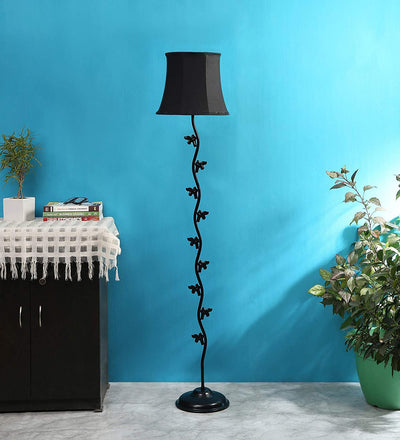 DecorGlance Lamps Soft Back Cotton Black Designer Fish Iron Floor Standing Lamp (Black)