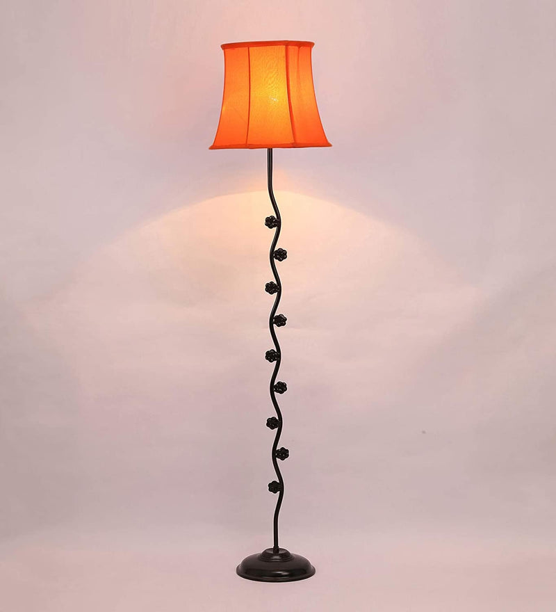 DecorGlance Lamps Soft Back Cotton Orange Designer Tikli Iron Floor Standing Lamp (Orange)