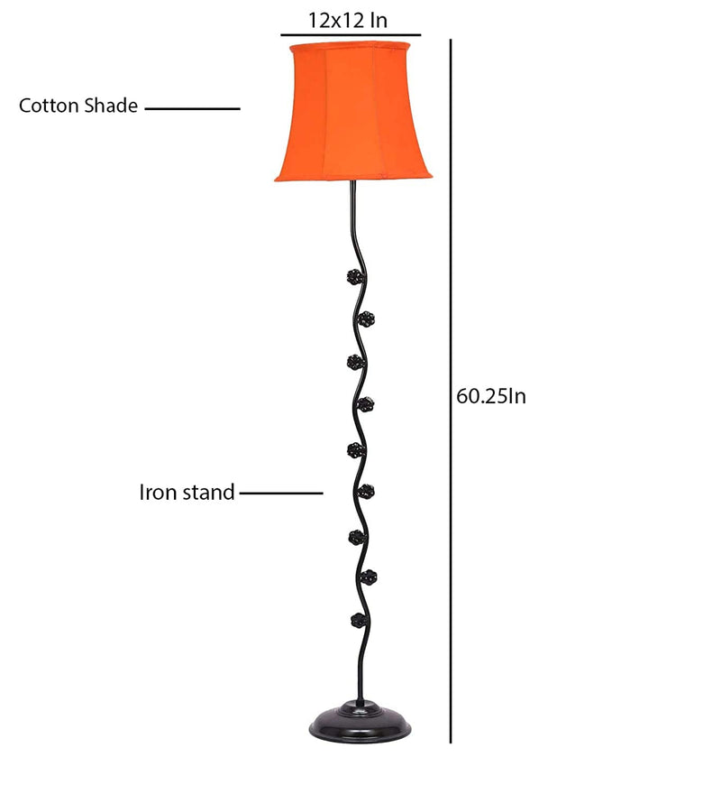 DecorGlance Lamps Soft Back Cotton Orange Designer Tikli Iron Floor Standing Lamp (Orange)
