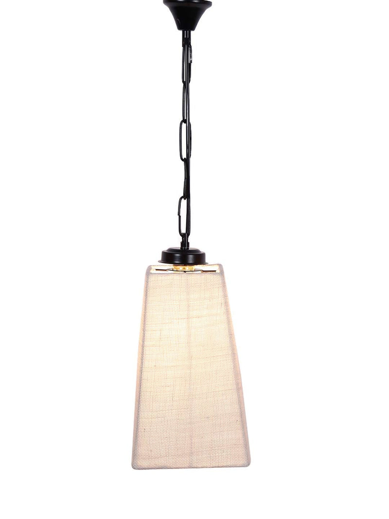DecorGlance Lamps White Jute Pyramid Hanging Lamp