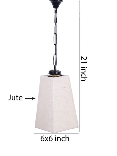 DecorGlance Lamps White Jute Pyramid Hanging Lamp