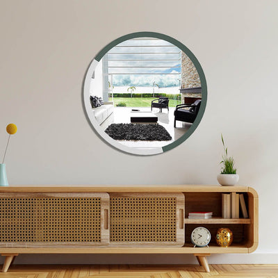 DecorGlance Mirror (20 Inch X 20) Inch Round Shape Wooden Wall Mirror