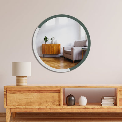 DecorGlance Mirror (20 Inch X 20) Inch Round Shape Wooden Wall Mirror