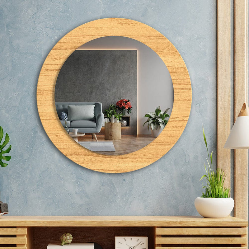 DecorGlance Mirror (20 x 20) inches Round Wooden Wall Mirror
