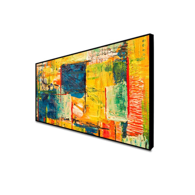 DecorGlance CANVAS PRINT BLACK FLOATING FRAME / (48x24) Inch / (121x60) Cm Paint Splatter Abstract Canvas Floating Frame Wall Painting