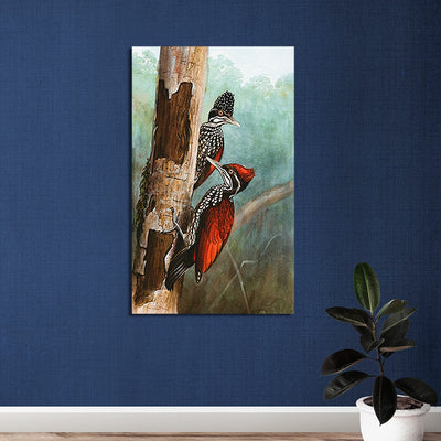 DecorGlance Pair Of Woodpeckers Canvas Wall Painting