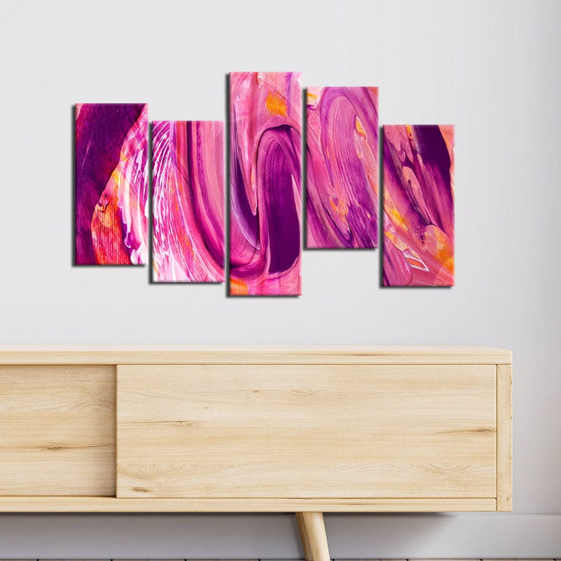 DECORGLANCE Panel painting Panel Painting Pink Marbling Effect Abstract Canvas Wall Painting- With 5 Frames