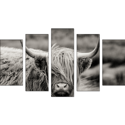 DECORGLANCE Panel painting Scottish Highland Cattle Animal Canvas Wall Painting- With 5 Frames
