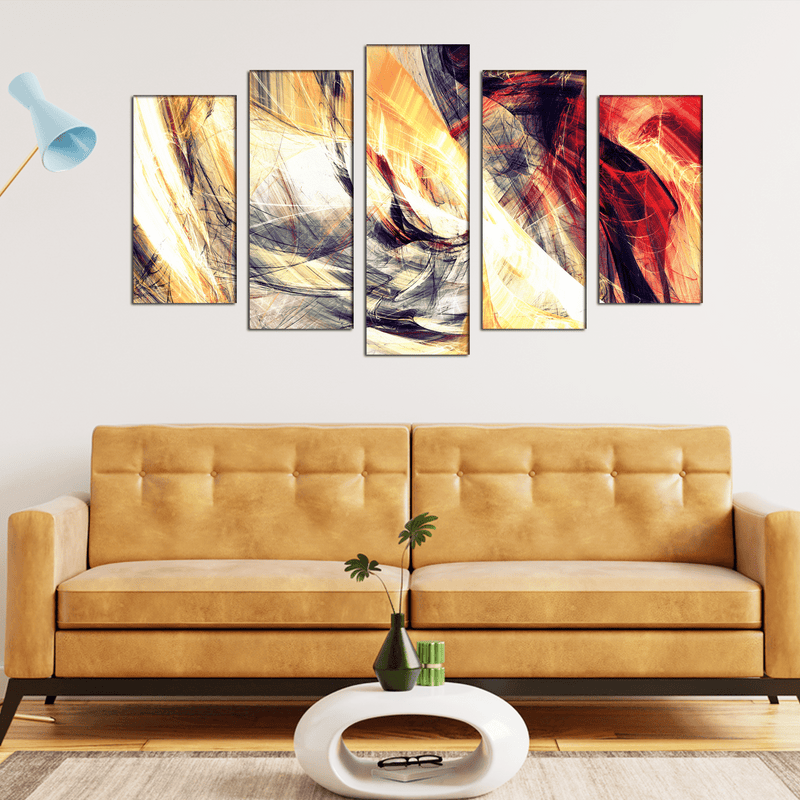 DECORGLANCE Panel painting Smoke Effect Abstract Canvas Wall Painting- With 5 Frames