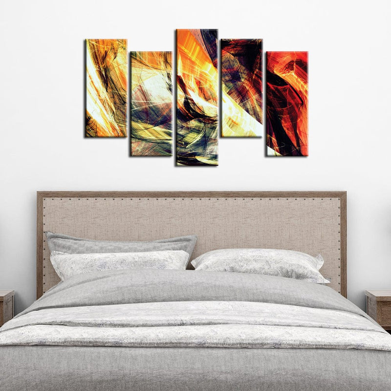 DECORGLANCE Panel painting Smoke Effect Abstract Canvas Wall Painting - With 5 Frames