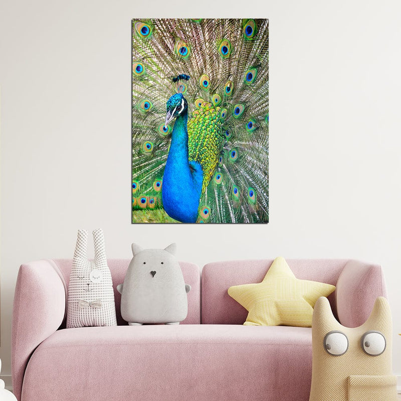 DecorGlance Peacock Print On Canvas Wall Painting