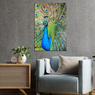 DecorGlance Peacock Print On Canvas Wall Painting
